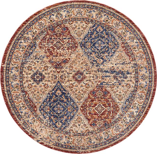 Kirman Cream 5' Round Rug - Thumbnail - Image 1