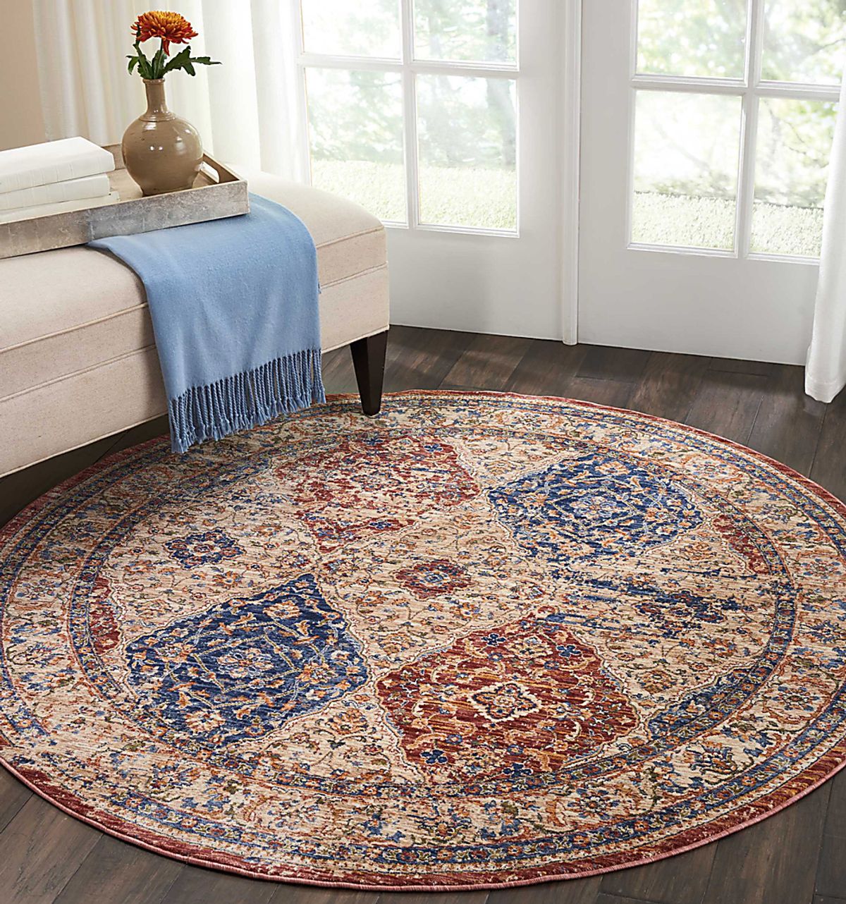 Kirman Red Polyester Fabric Rug | Rooms to Go