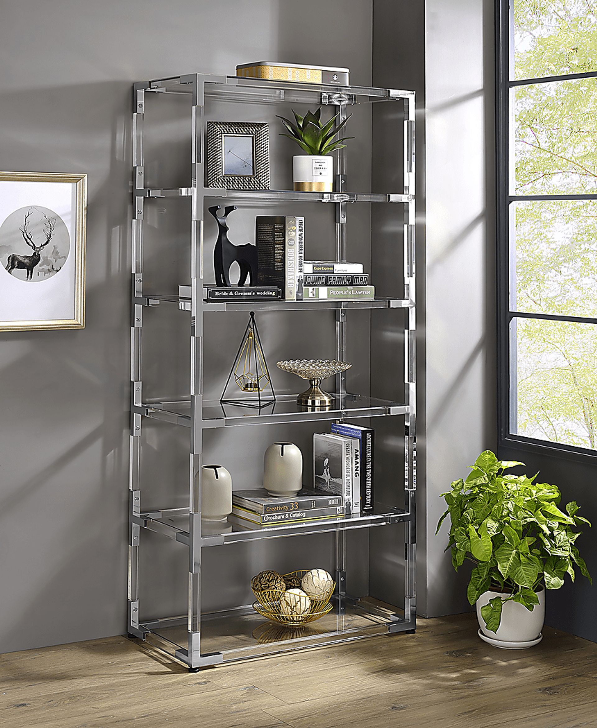 Kisia Chrome 6 Shelf Bookcase - Image 2