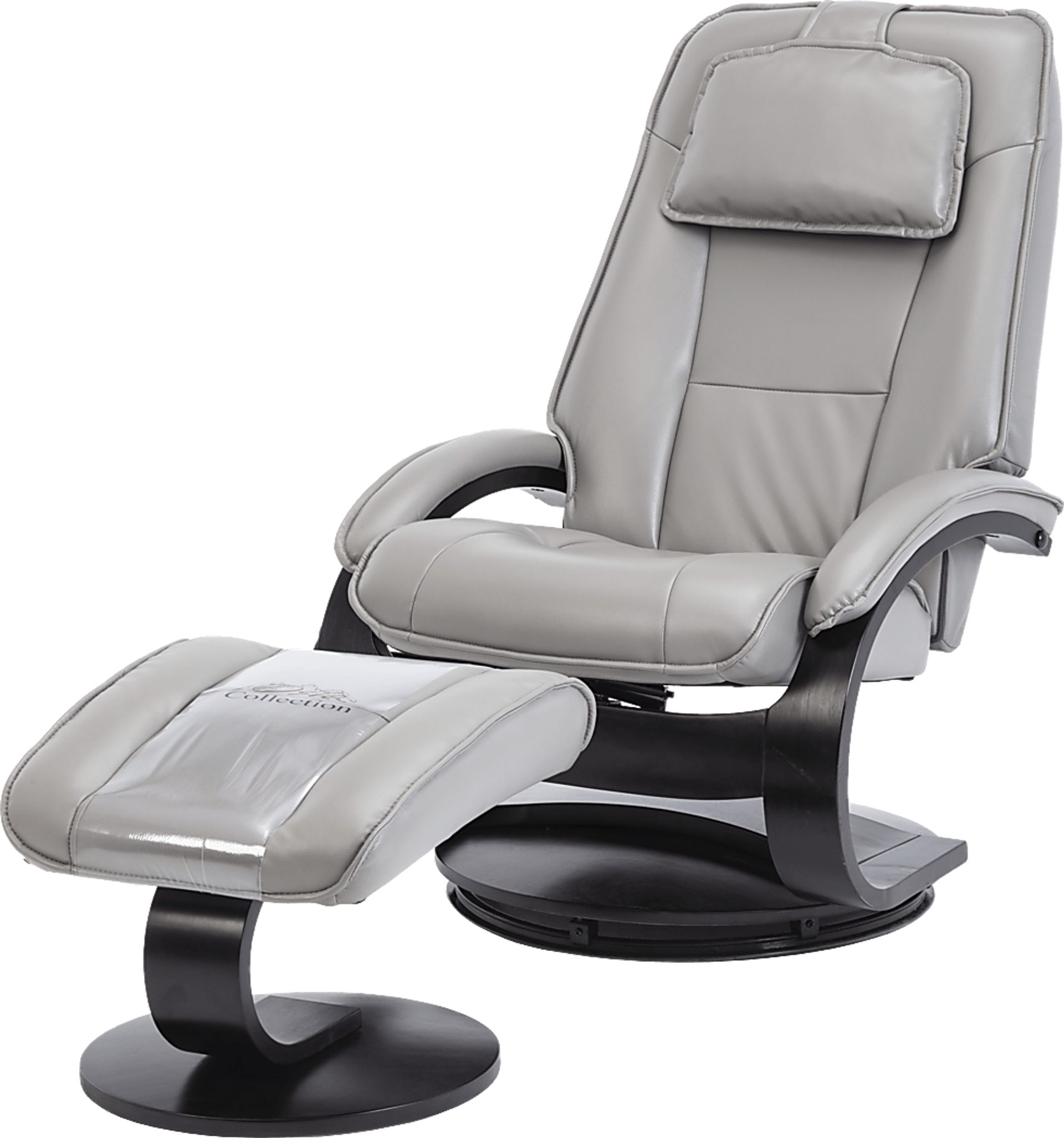 Klahowya Light Gray Recliner and Ottoman - Image 4