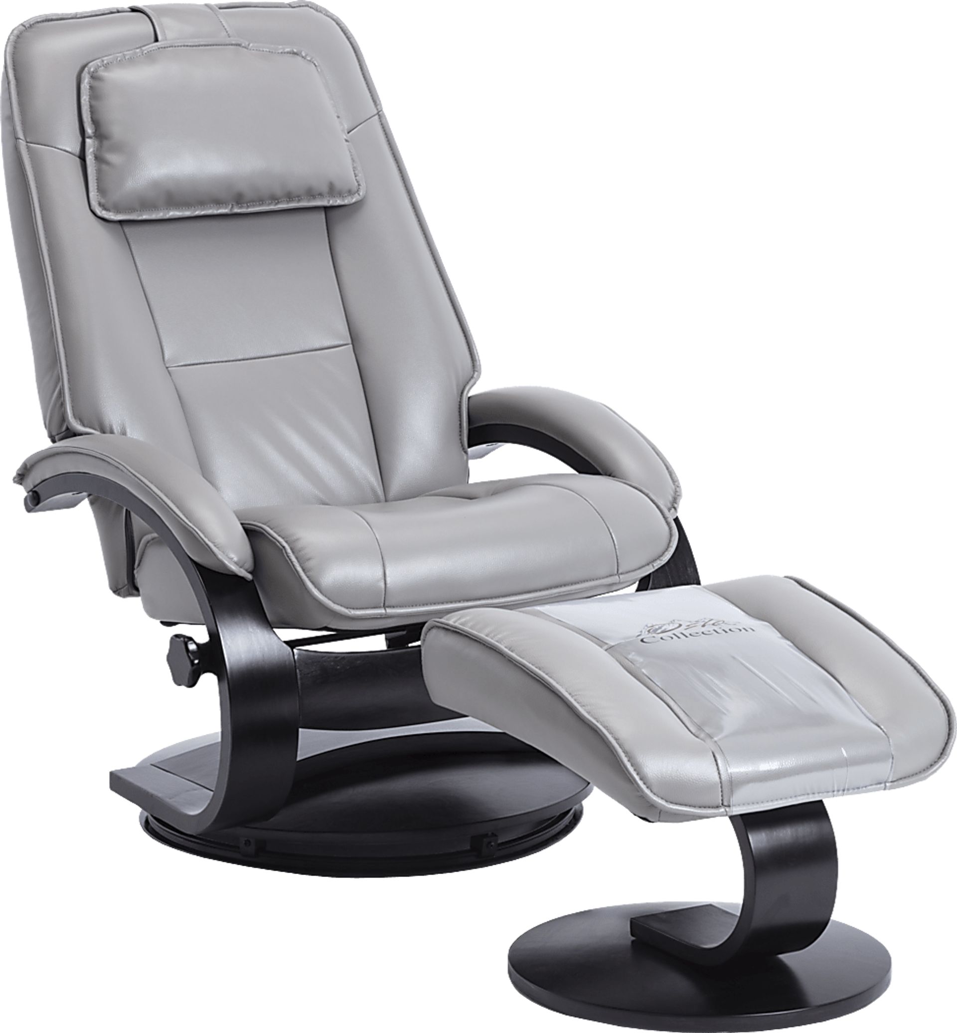 Klahowya Light Gray Recliner and Ottoman - Image 1