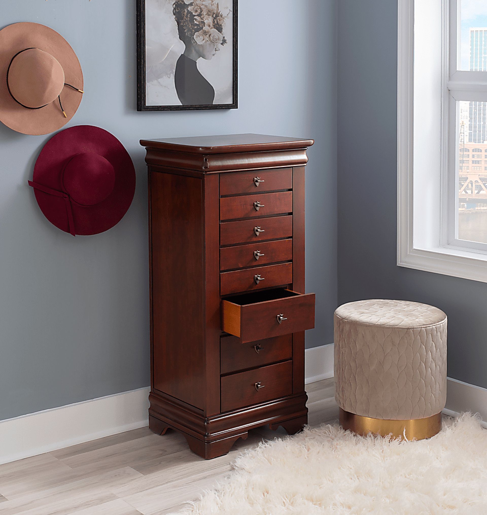 Klingle Cherry Jewelry Armoire - Image 4