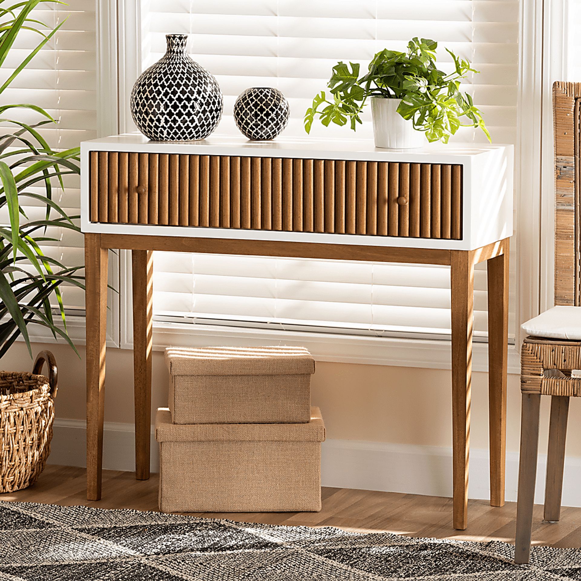 Knittles White Sofa Table - Image 2