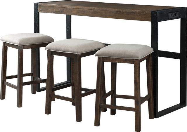 Knobdale Brown Bar Table Set - Thumbnail - Image 1