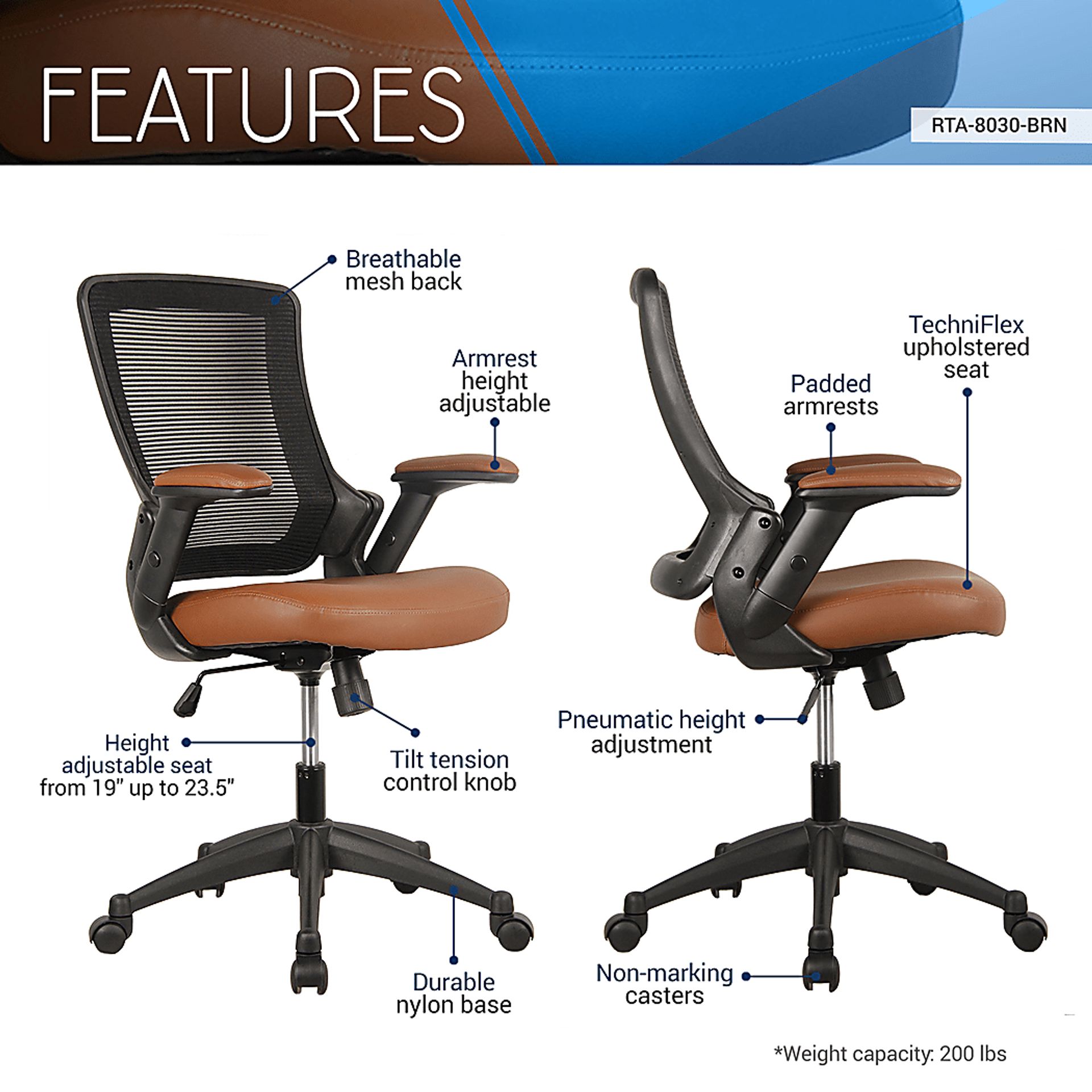 Koale Brown/Black Office Chair - Image 4