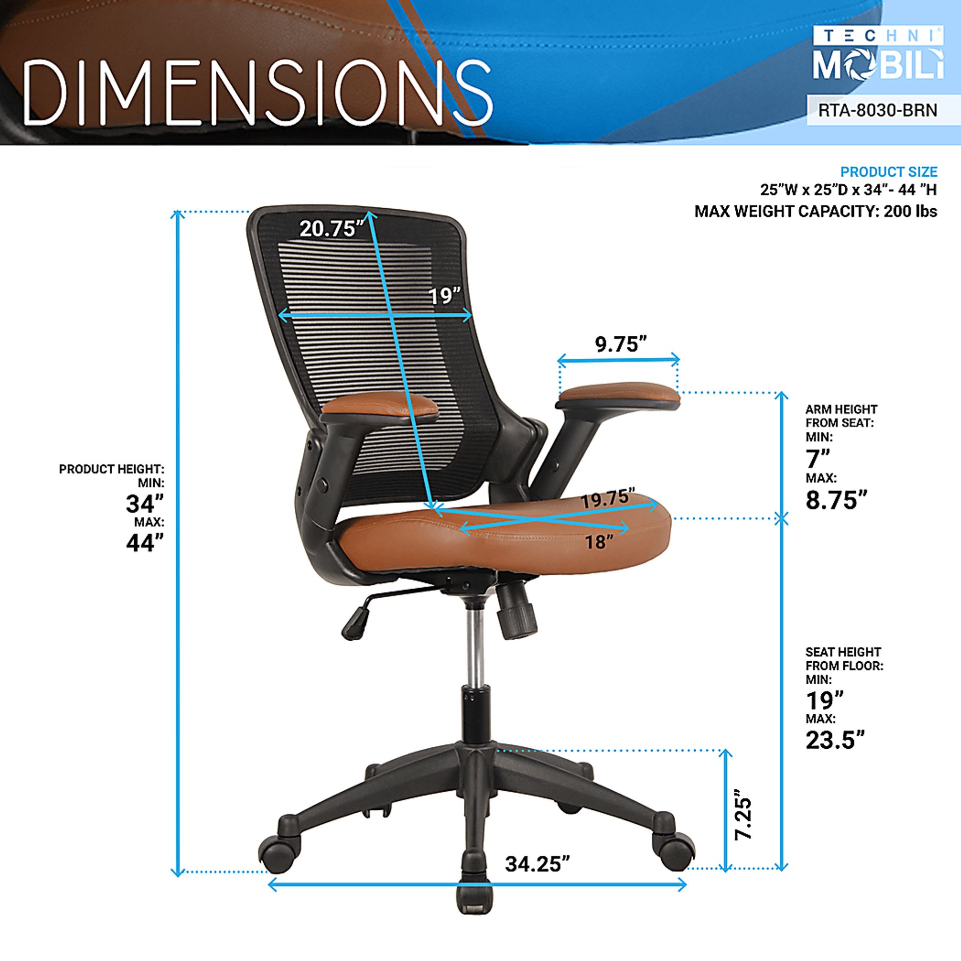 Koale Brown/Black Office Chair - Image 5