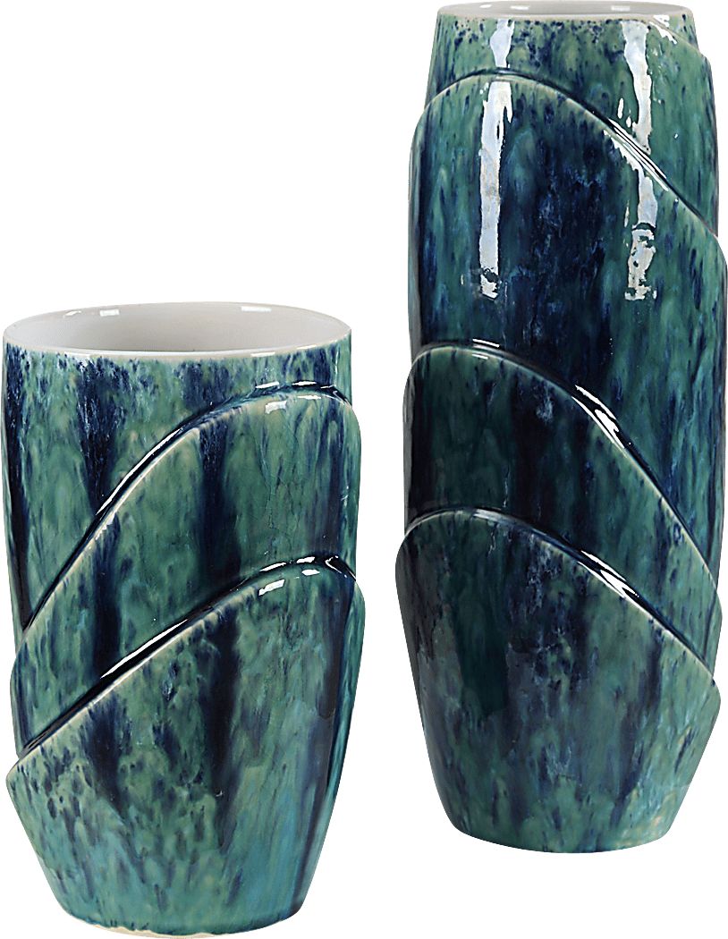 Kobdus Green Vase, Set of 2