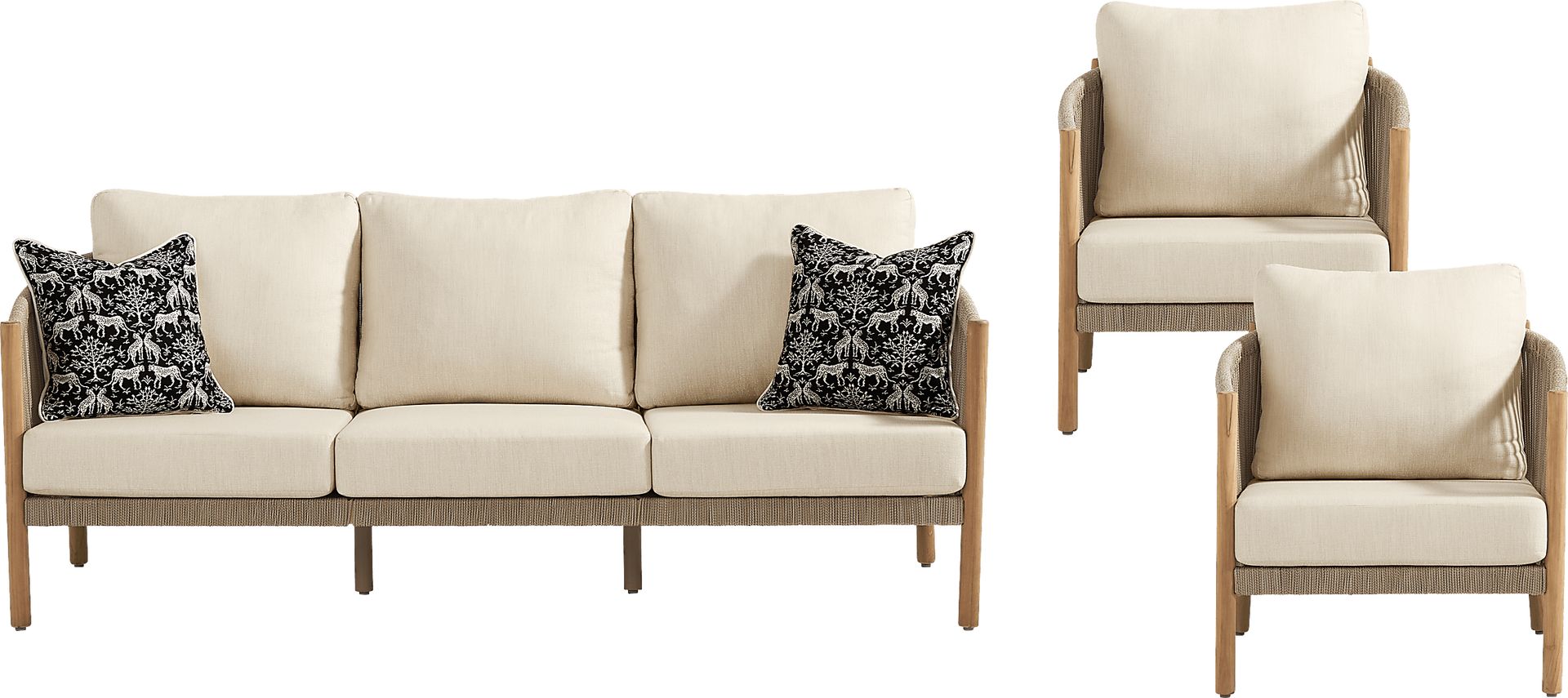 Koda Beige 3 Pc Outdoor Seating Set - Image 1