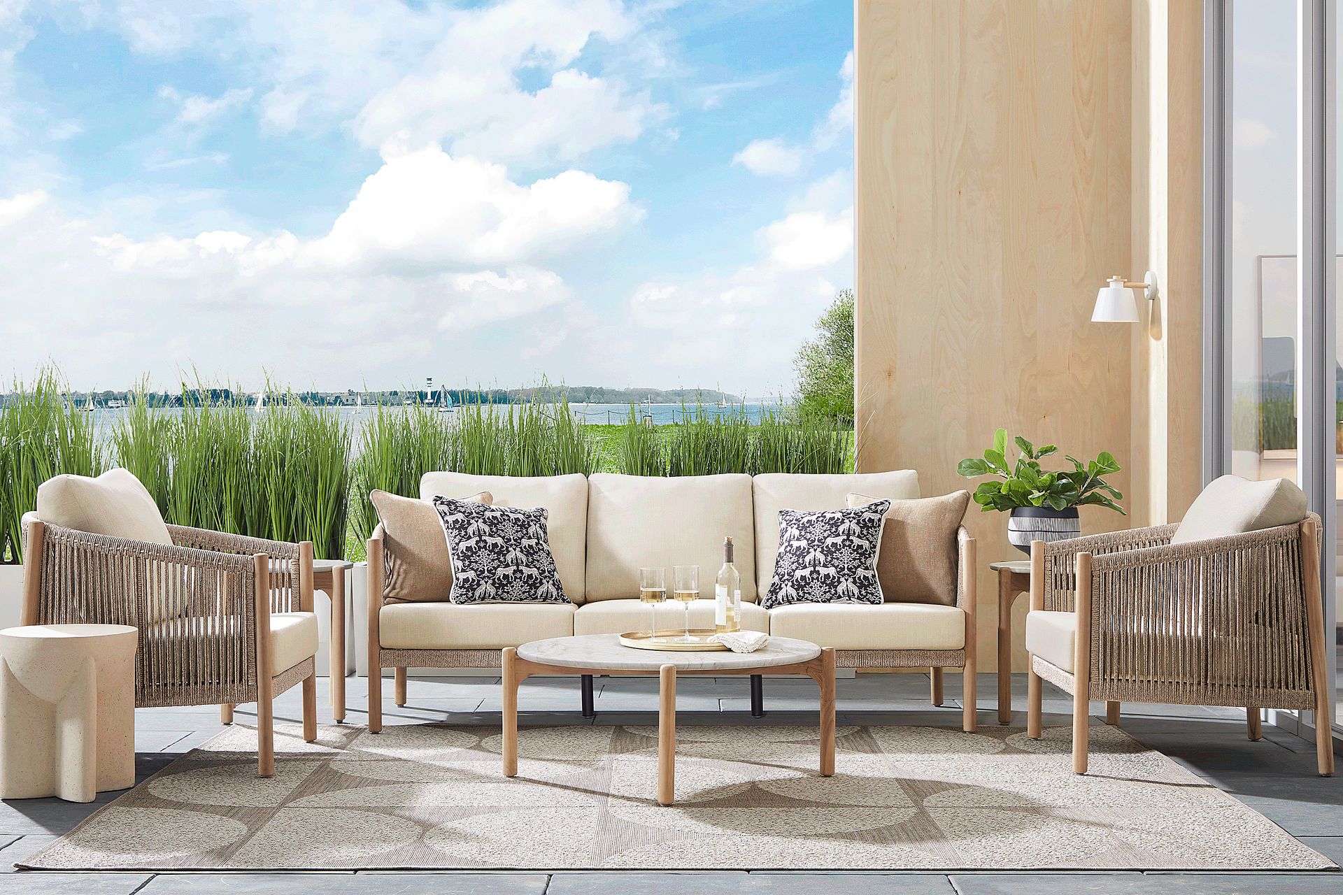 Koda Beige 4 Pc Outdoor Seating Set - Image 1