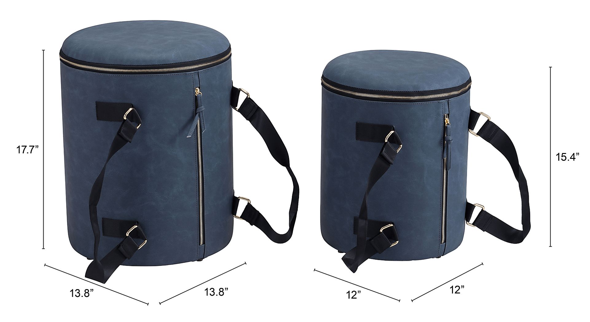 Koek Dark Blue Ottoman, Set of 2 - Image 5