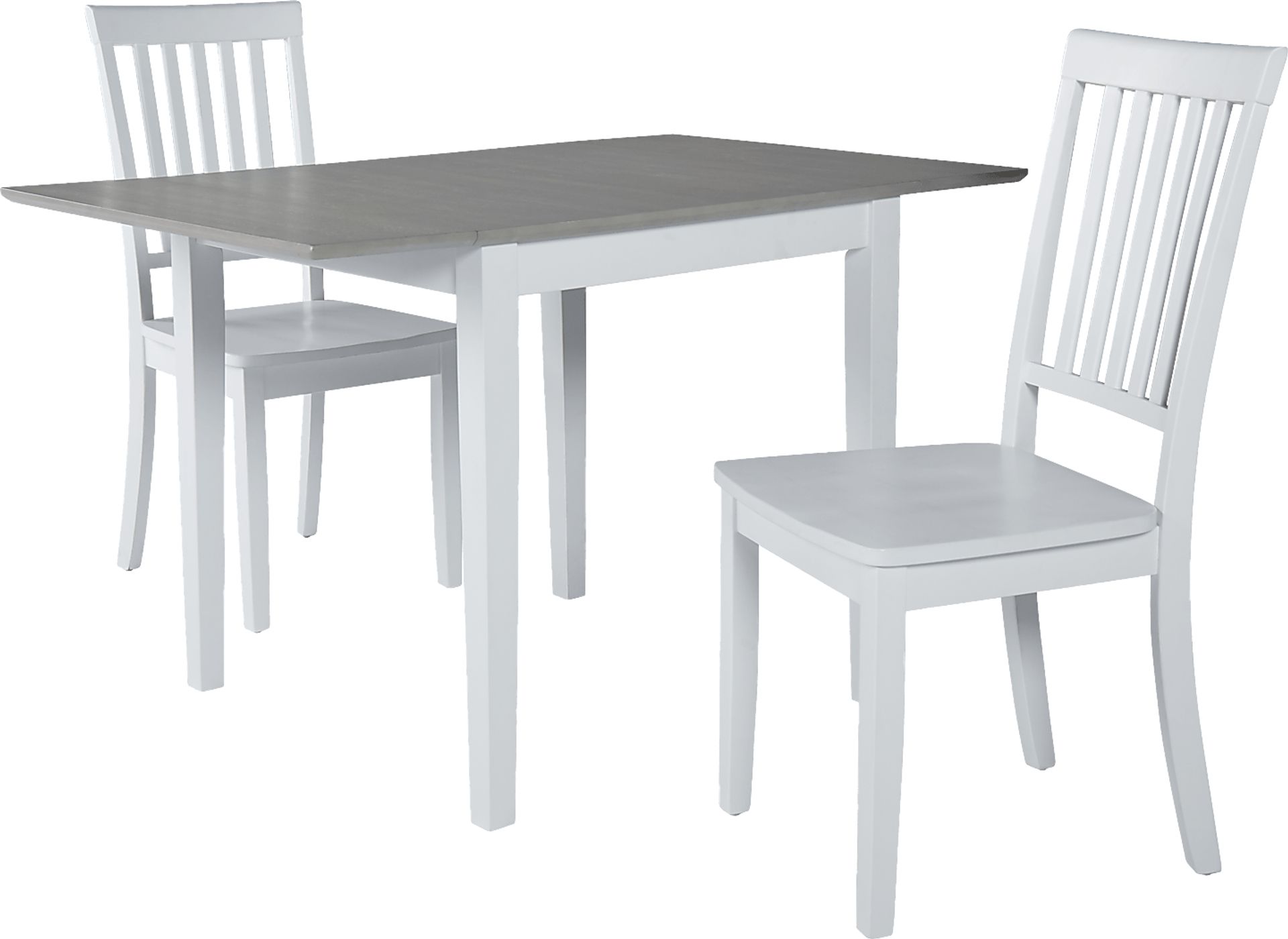 Koluder White Drop Leaf Dining Table w/ 2 Dining Chairs - Image 1
