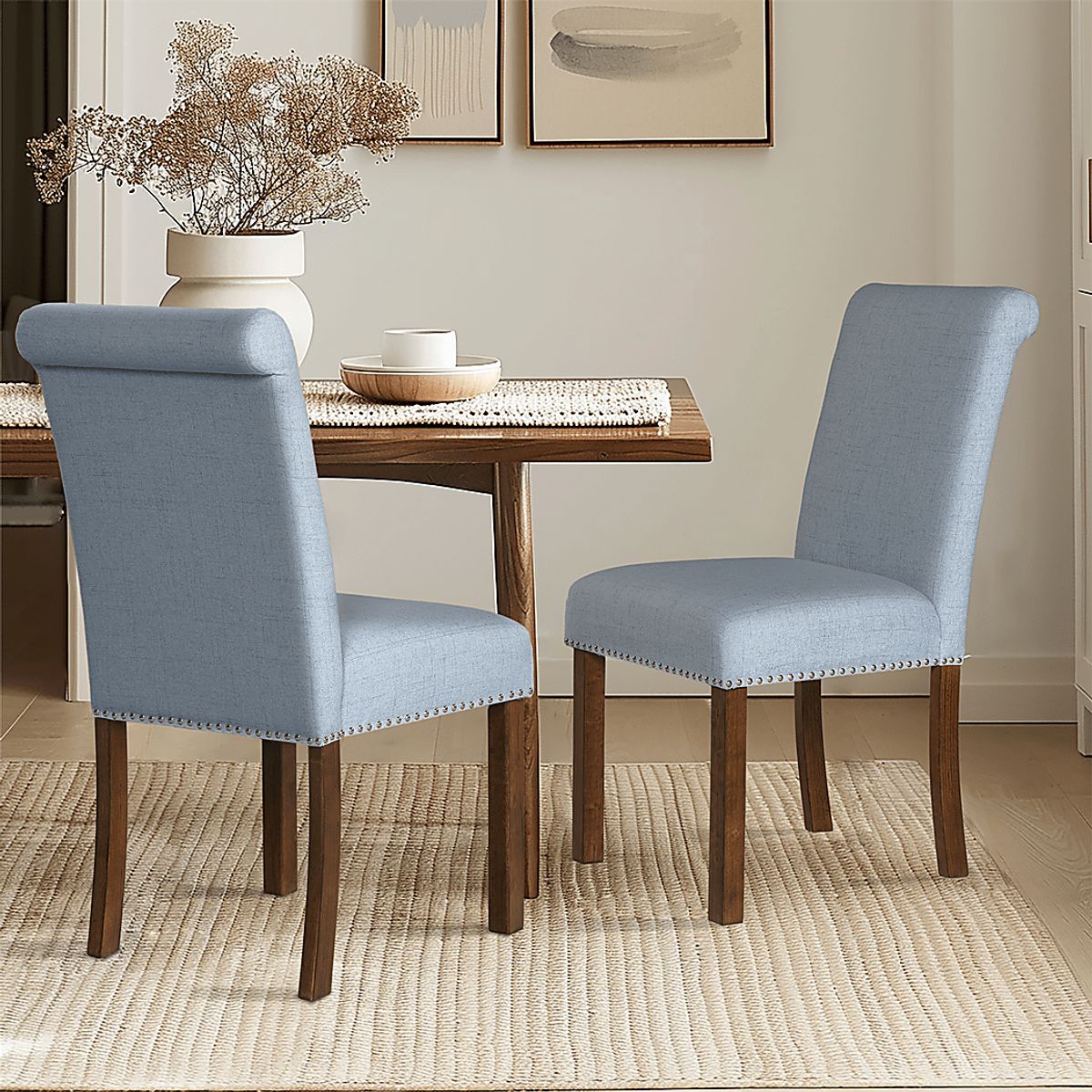Korat Light Blue Polyester Fabric Dining Chair, Set Of 2 | Rooms to Go