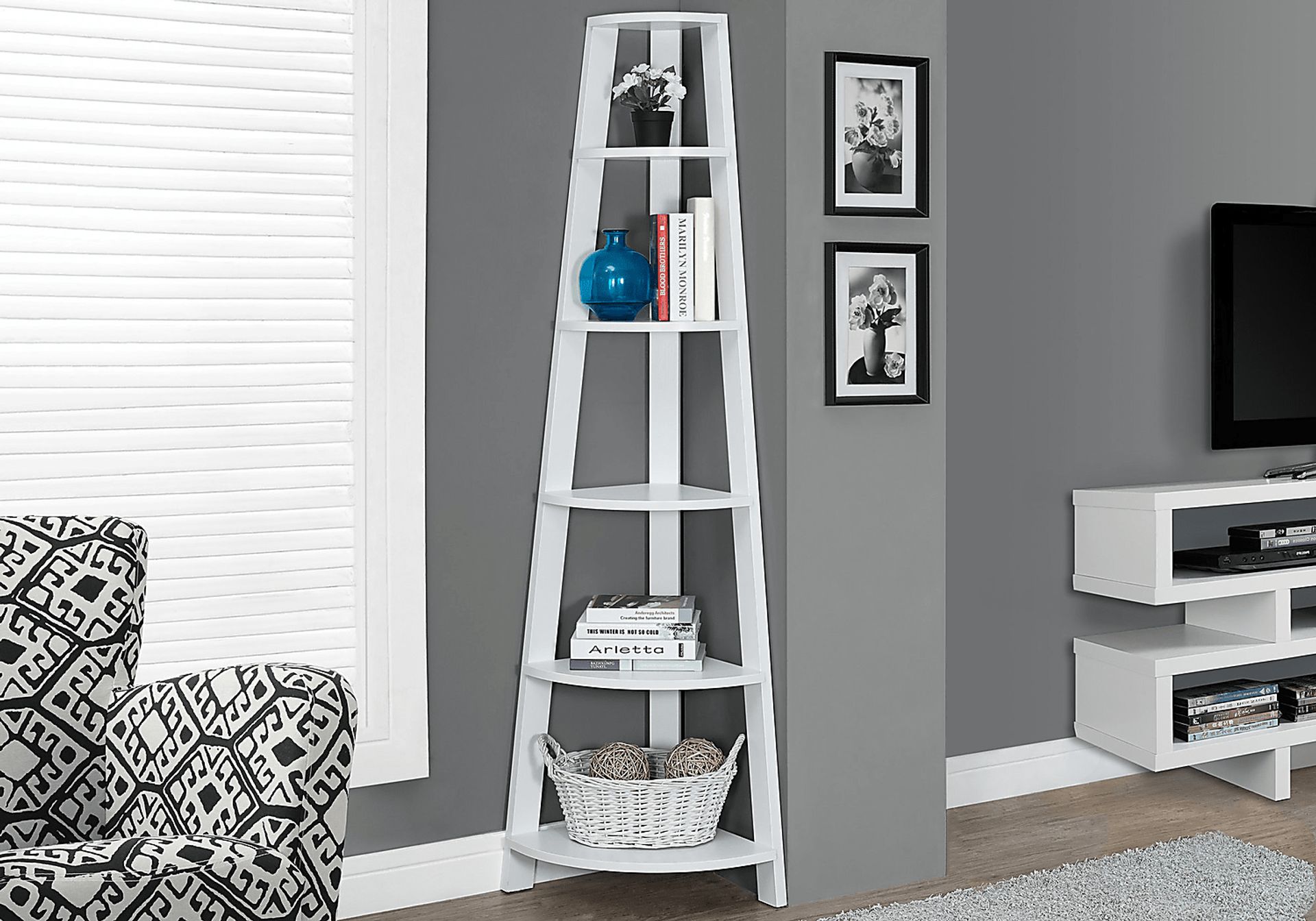 Korgan White Bookcase - Image 2