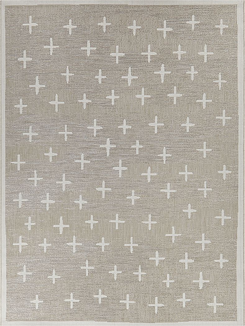 Korsa Tan 5'3 x 7 Indoor/Outdoor Rug