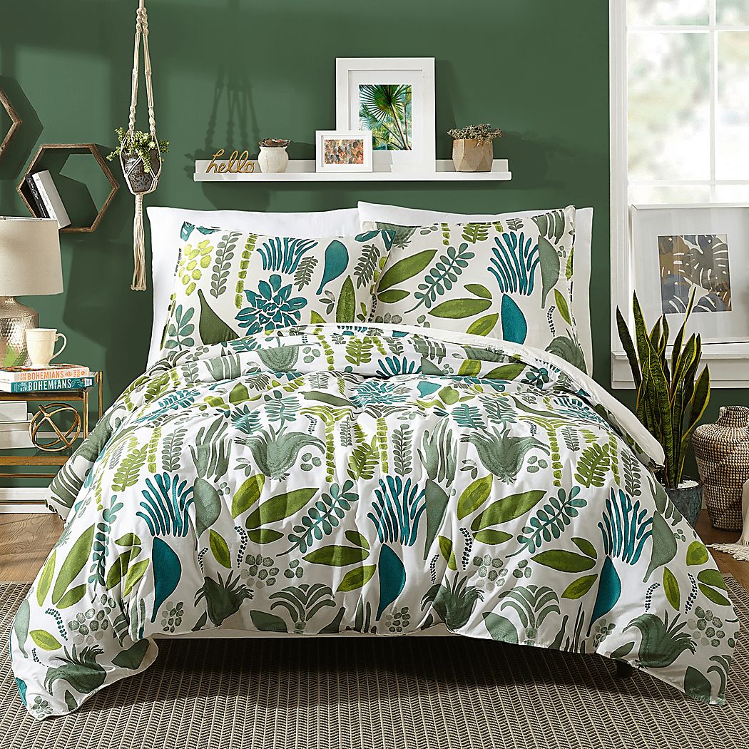 Kostner Green Queen 3 Pc Duvet Set
