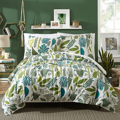Kostner Green Queen 3 Pc Duvet Set