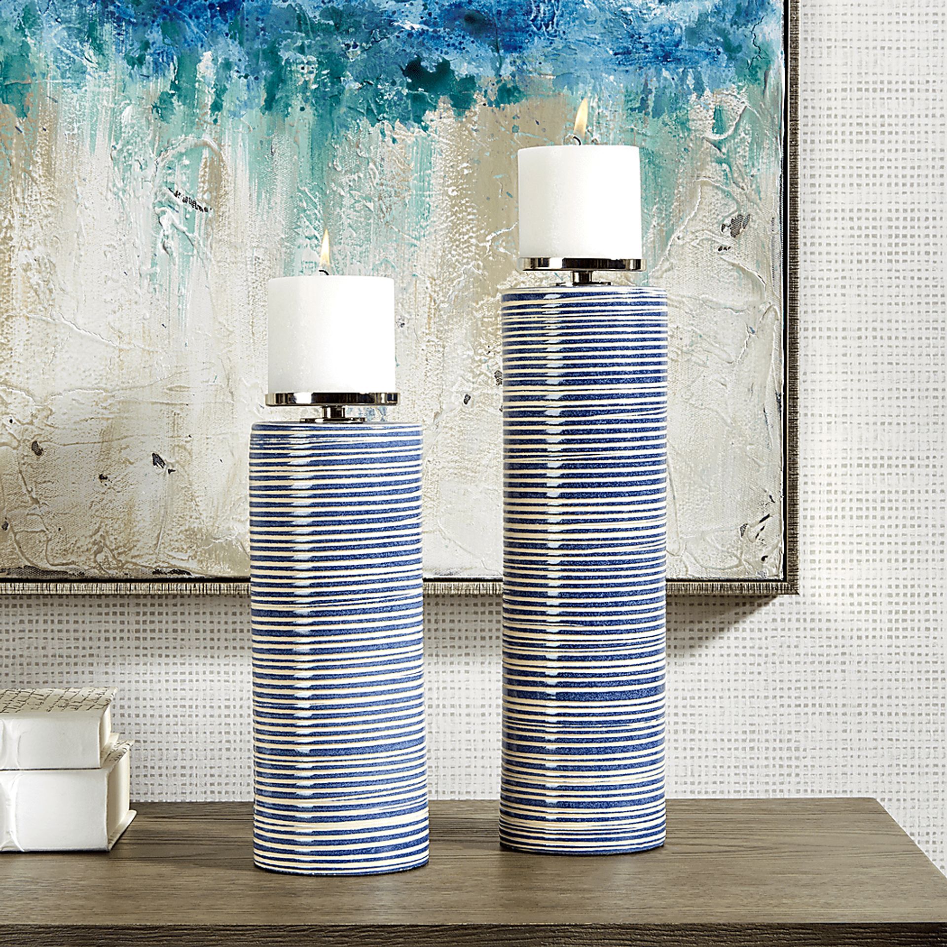 Koven I Blue Candle Holder, Set of 2 - Image 2