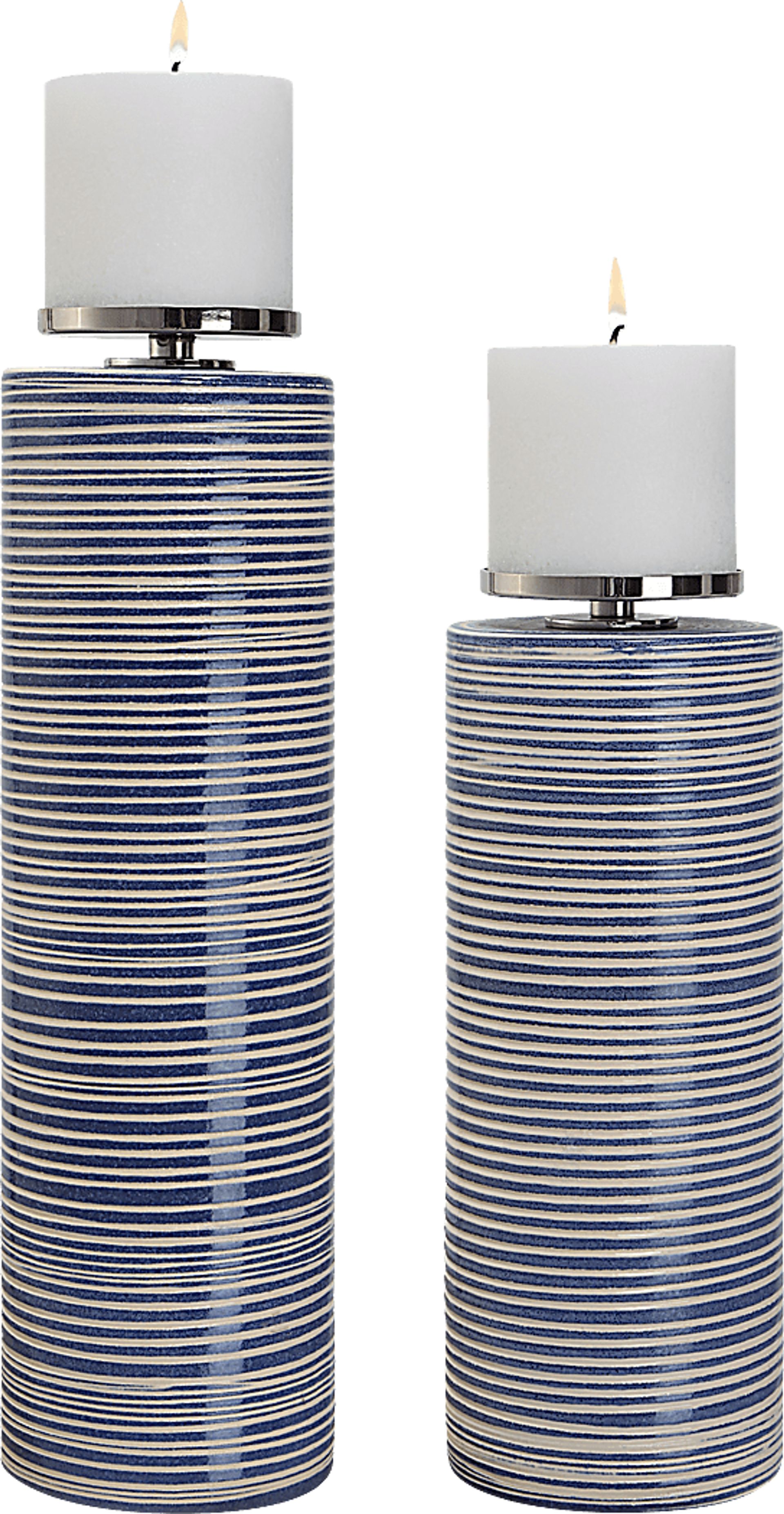 Koven I Blue Candle Holder, Set of 2 - Image 1