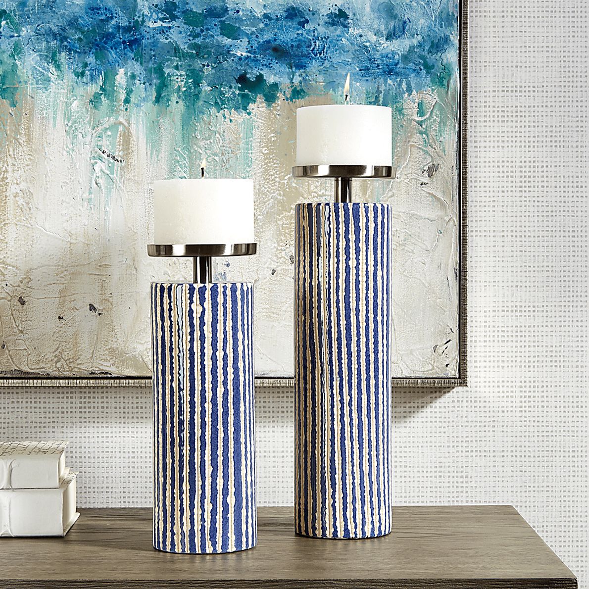 Koven II Blue Candle Holder, Set of 2