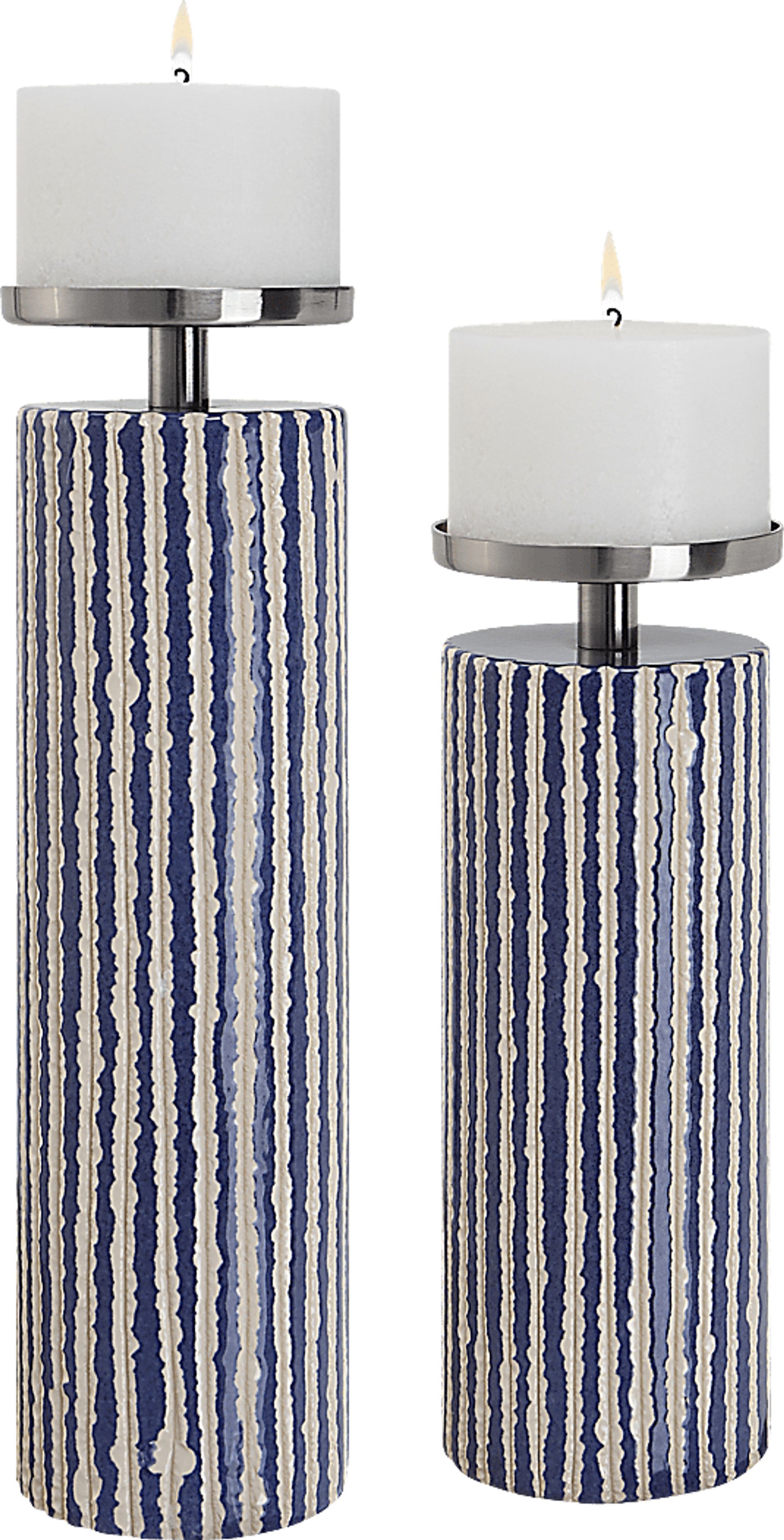 Koven II Blue Candle Holder, Set of 2 - Image 1