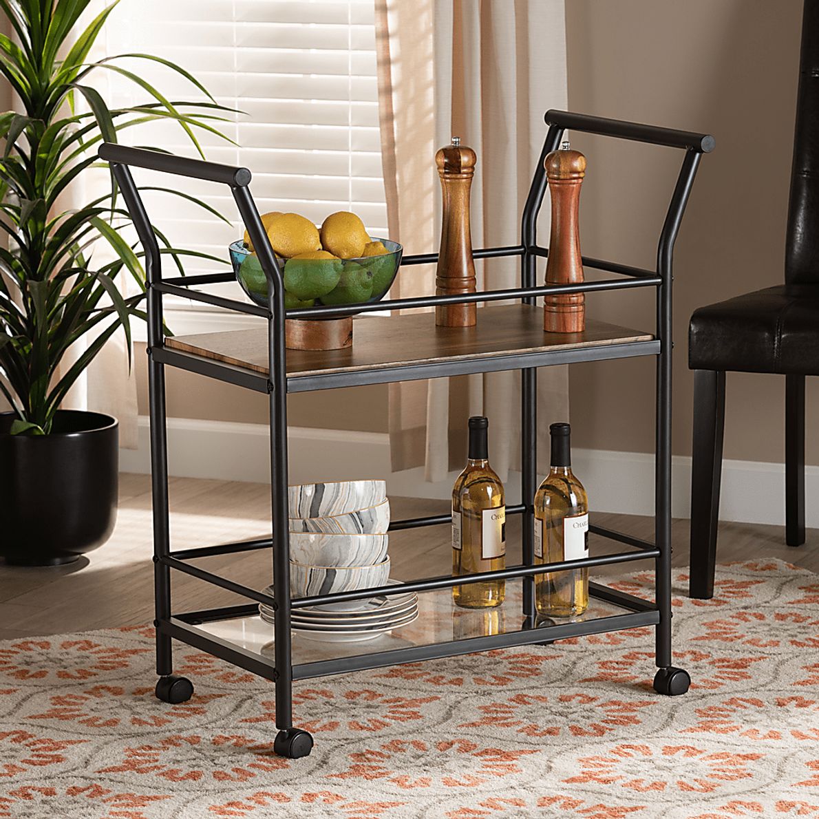 Kraeft Black Bar Cart - Rooms To Go