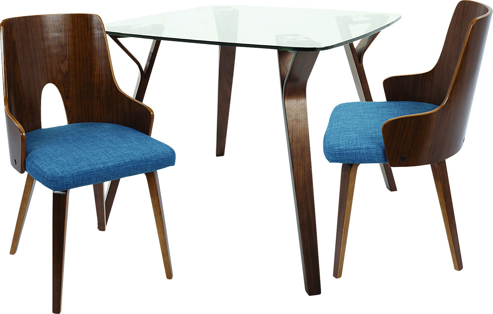 Krameria Walnut 3 Pc Square Dining Set with Glass Top Rooms To Go