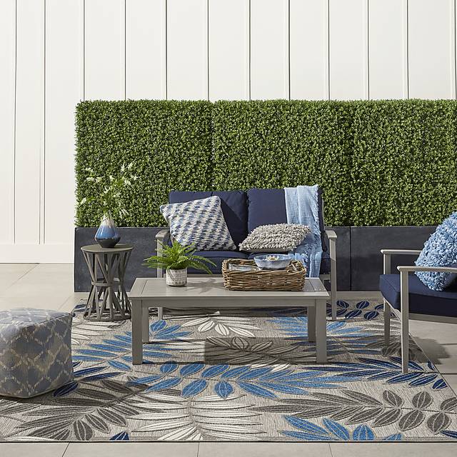 Krisiel Gray/Blue 7'10 x 10'6 Indoor/Outdoor Rug - Thumbnail - Image 2