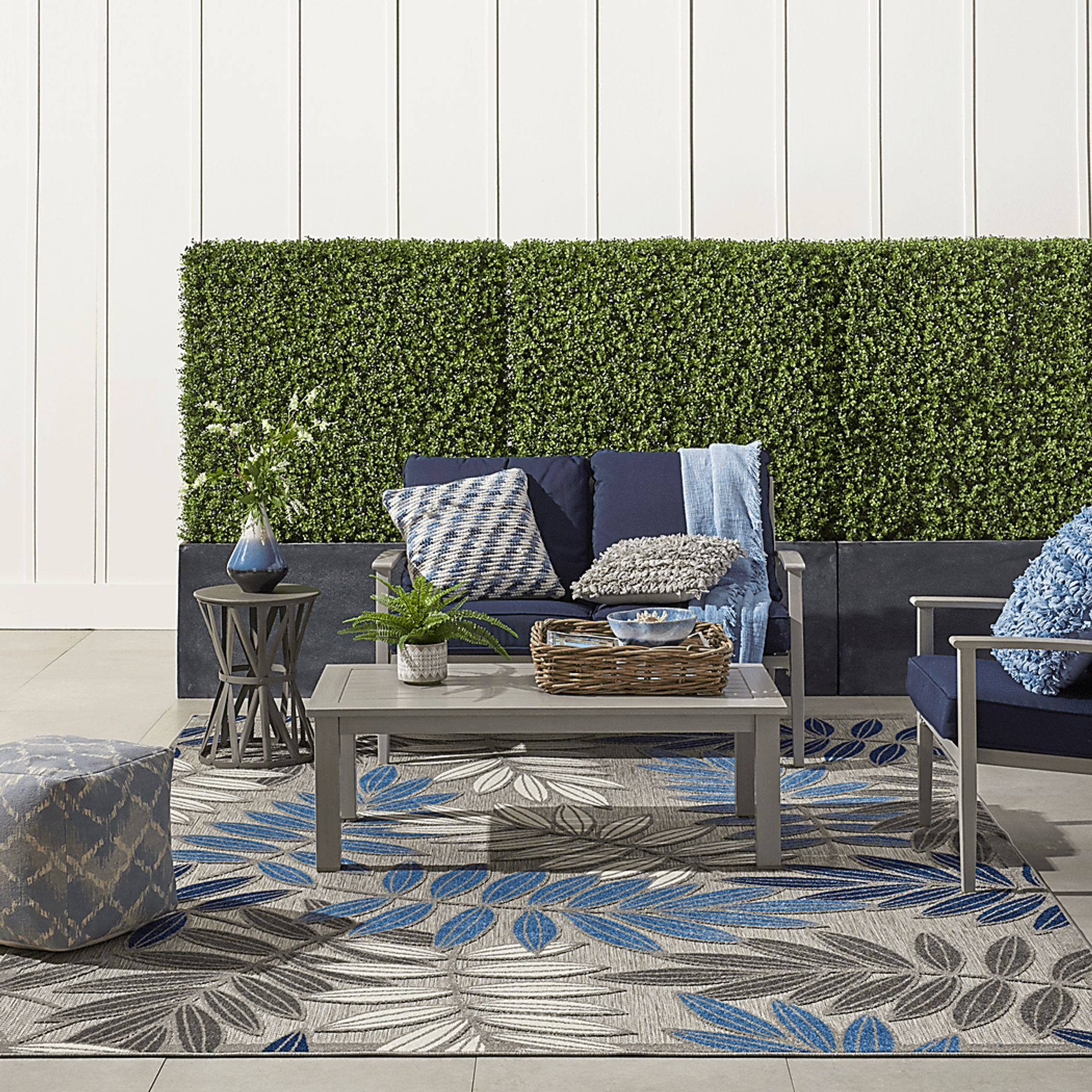Krisiel Gray/Blue 7'10 x 10'6 Indoor/Outdoor Rug - Image 2