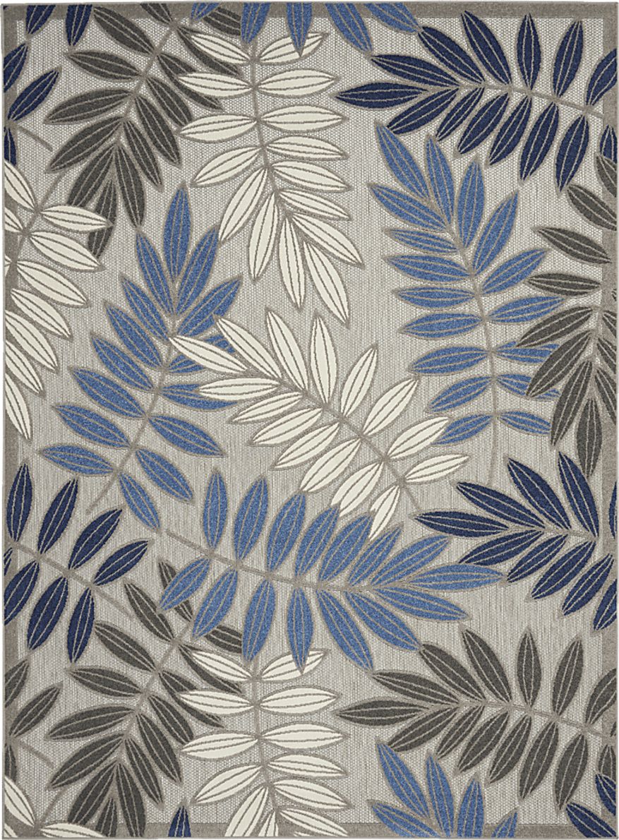 Krisiel Gray/Blue 7'10 x 10'6 Indoor/Outdoor Rug