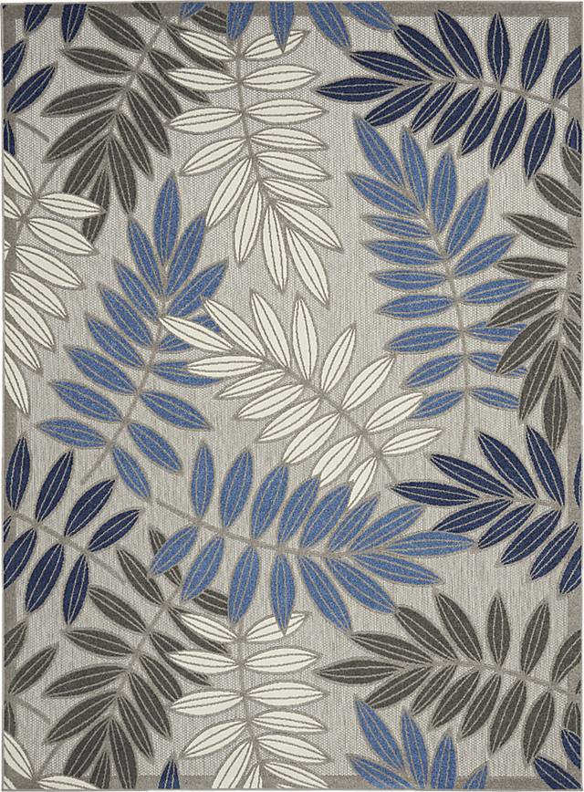 Krisiel Gray/Blue 7'10 x 10'6 Indoor/Outdoor Rug - Thumbnail - Image 1