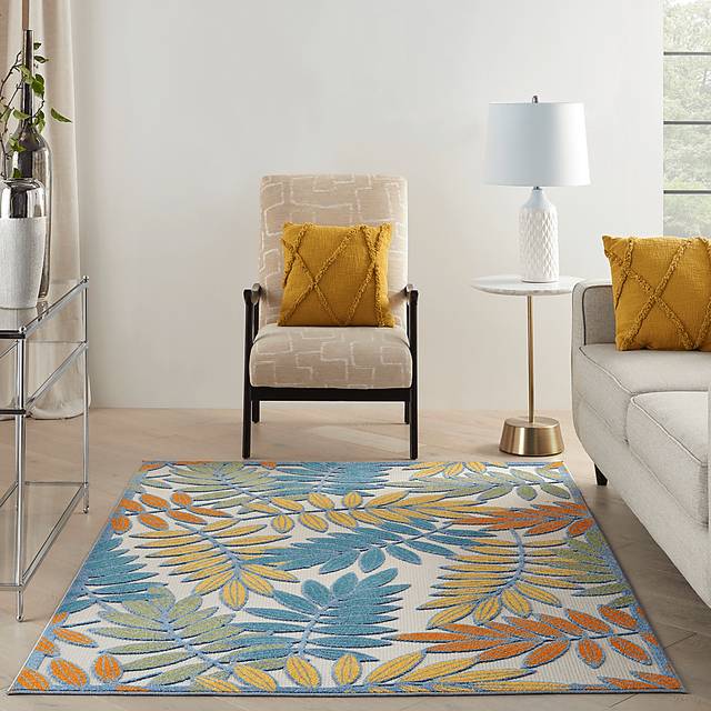 Krisiel Ivory/Multi 5'3 x 7'5 Indoor/Outdoor Rug - Thumbnail - Image 3
