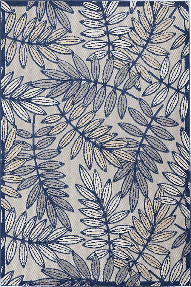 Krisiel Ivory/Navy 5'3 x 7'5 Indoor/Outdoor Rug - Thumbnail - Image 1