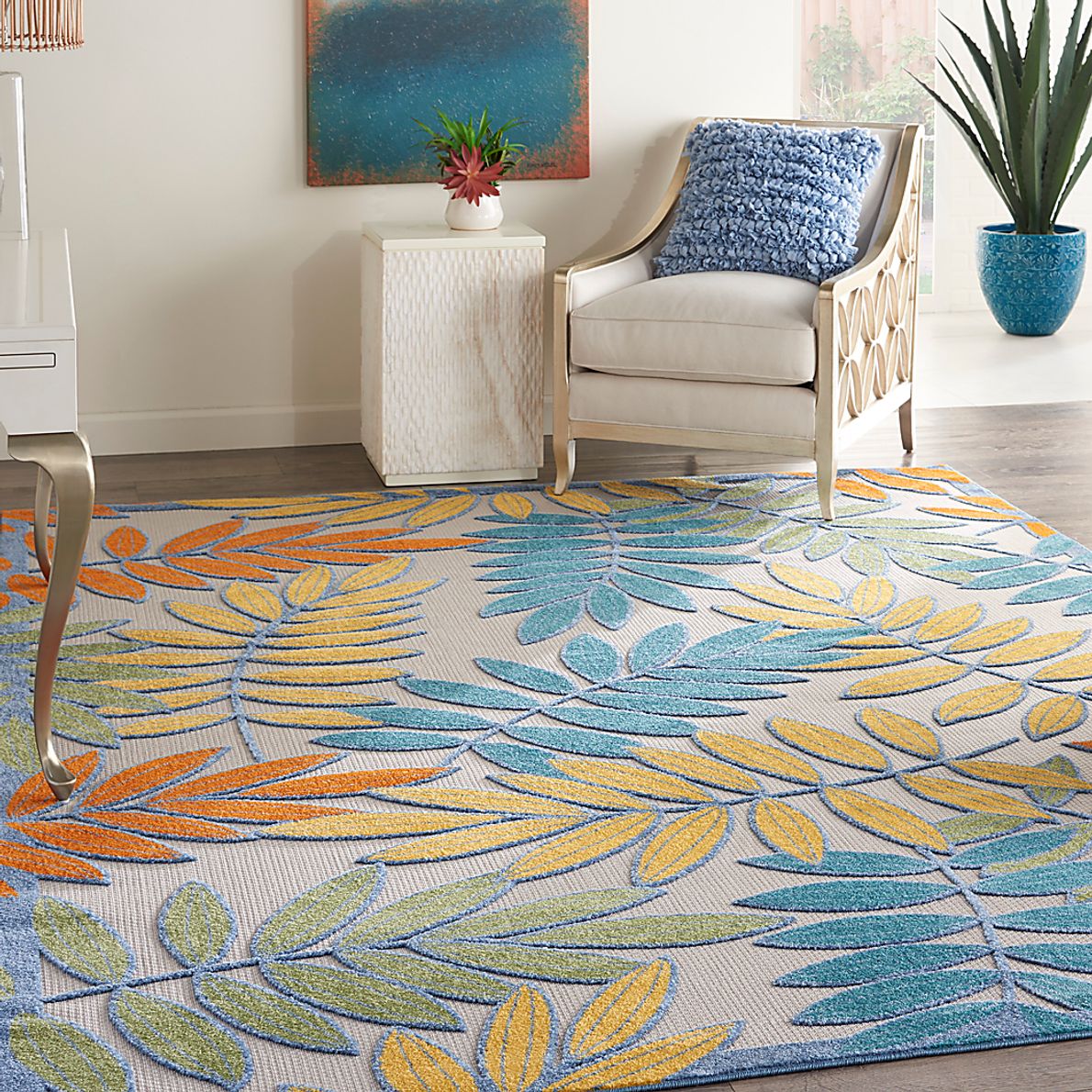 Krisiel Ivory/Multi 7'10 x 10'6 Indoor/Outdoor Rug