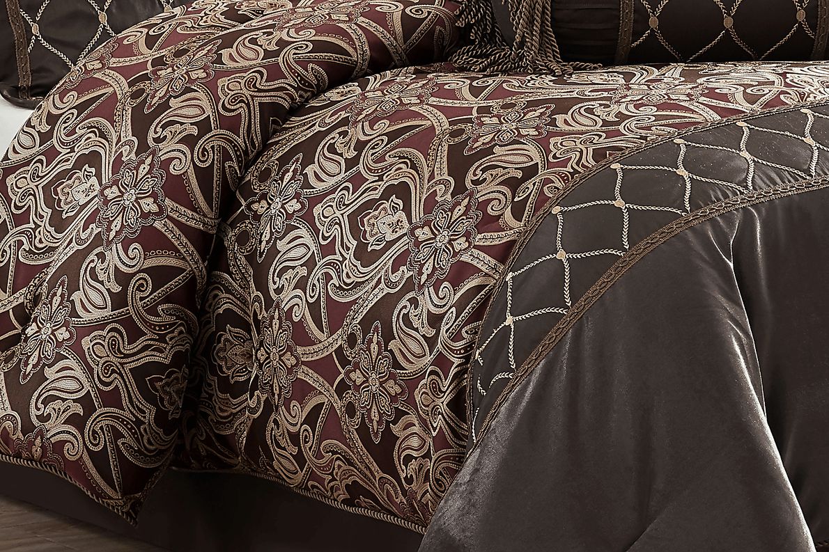Krohn Espresso 9 Pc Queen Comforter Set
