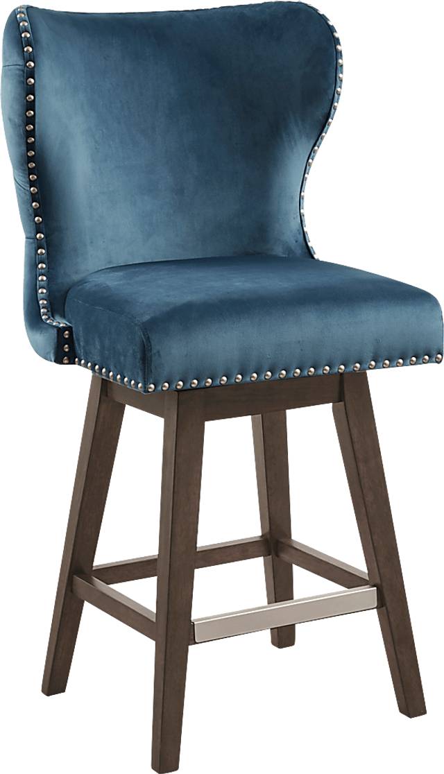 Krollton Blue Swivel Counter Height Stool - Thumbnail - Image 1