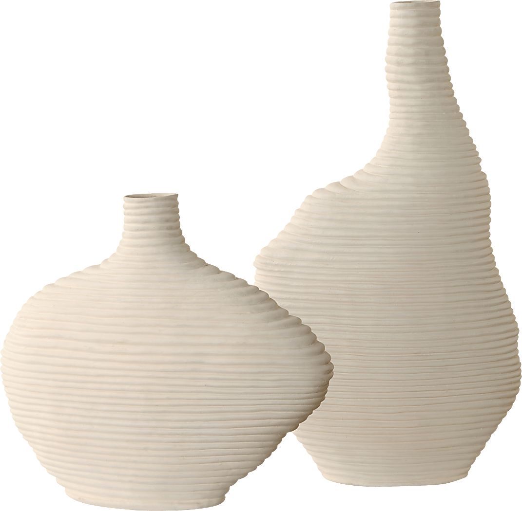 Kru White Vases, Set of 2