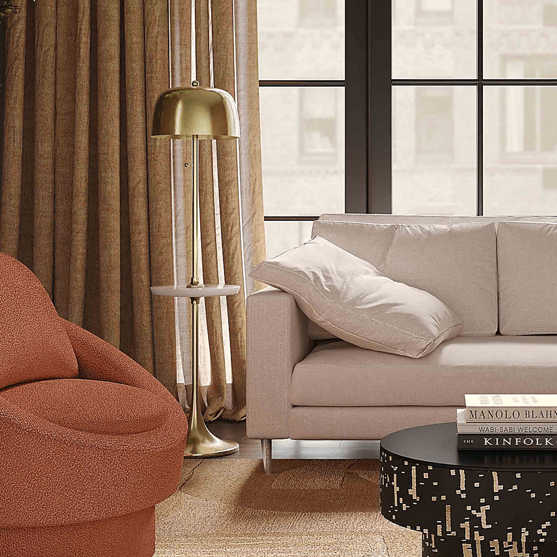 Kulick Post Brass Floor Lamp - Image 2