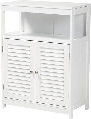 Bathroom Floor Cabinet Freestanding Storage Cabinet with 4 Glass Doors - White