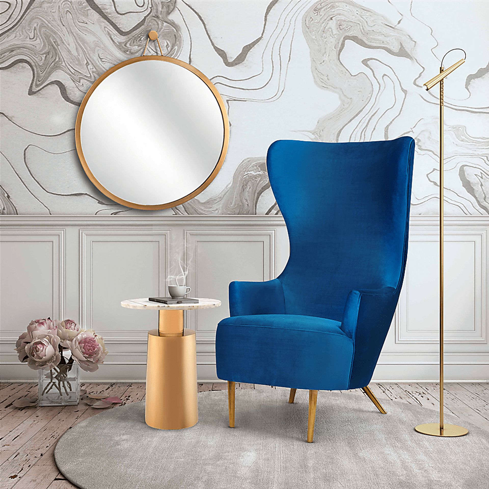 Kweisi Navy Accent Chair - Image 2