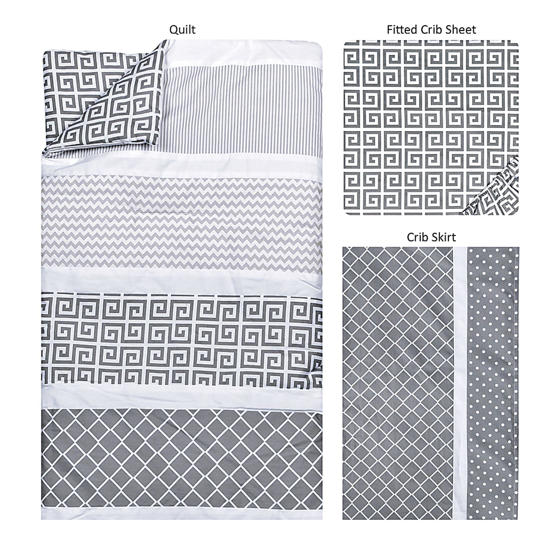 Kyan Gray 3 Pc Baby Bedding Set - Image 2