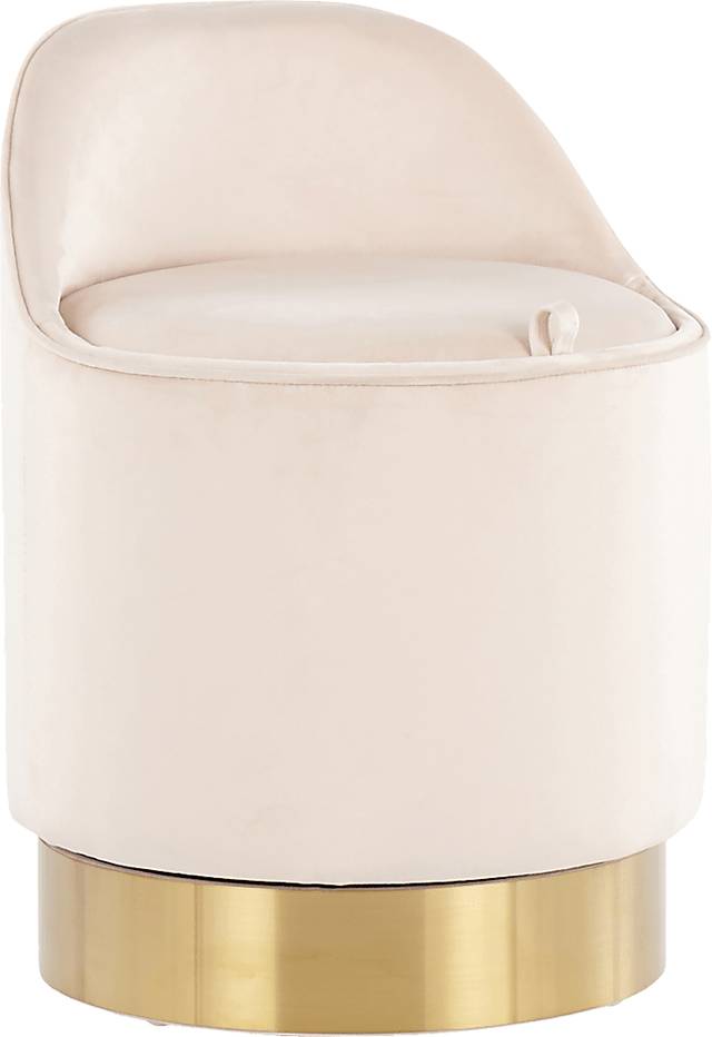 Kylman Cream Vanity Stool - Thumbnail - Image 1