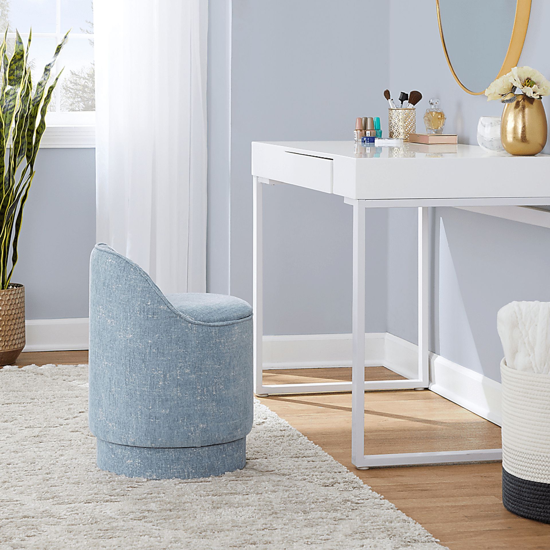 Kylman II Blue Vanity Stool - Image 4