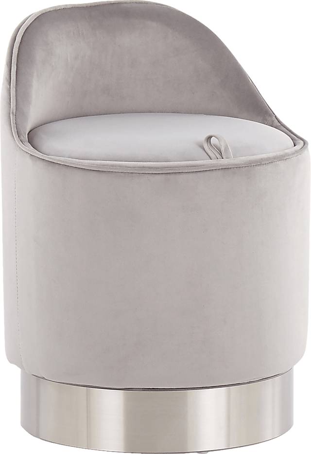 Kylman Silver Vanity Stool - Thumbnail - Image 1