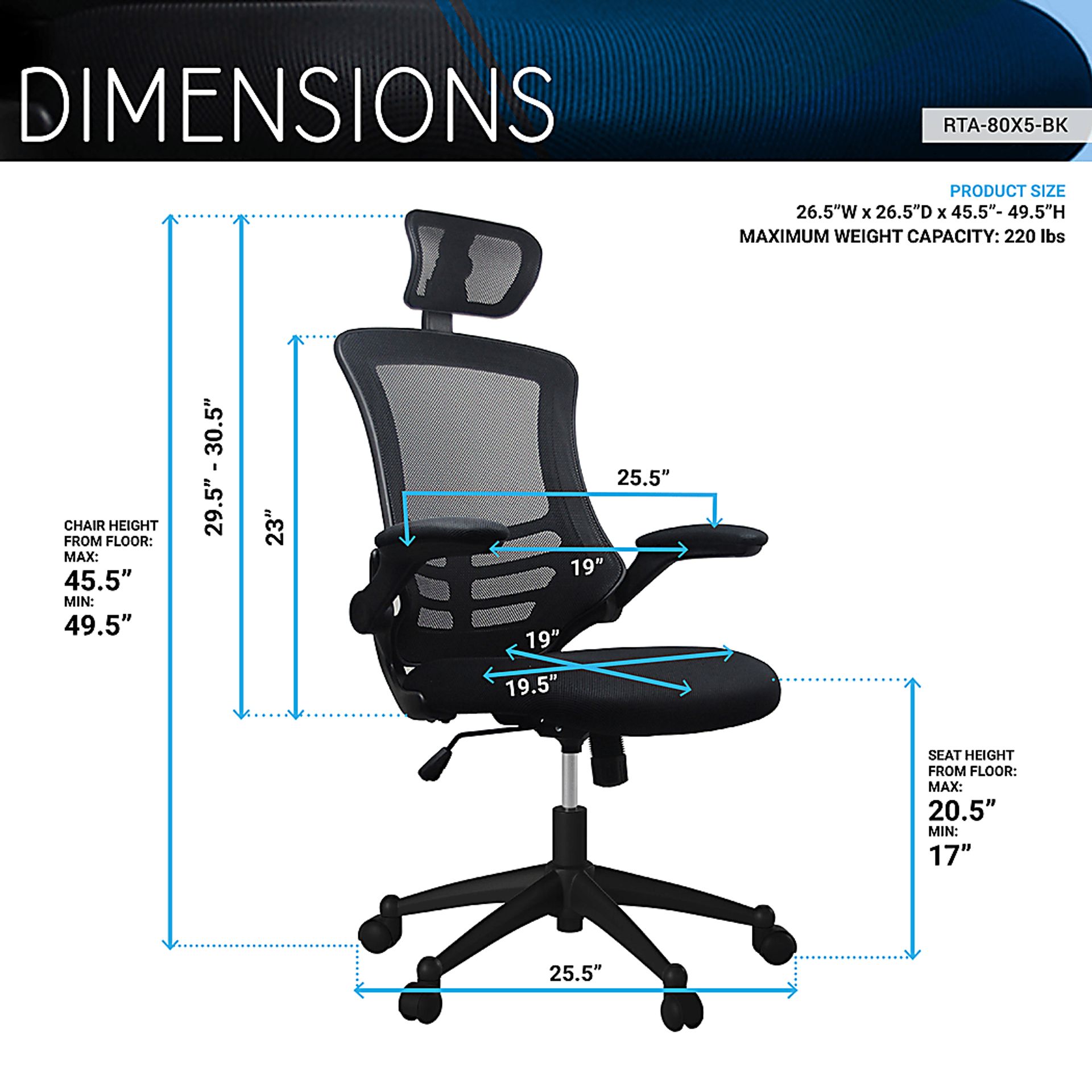 Kyman Black Office Chair - Image 5