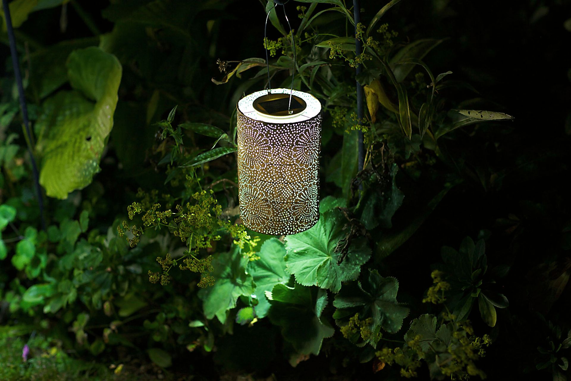 La Flora Bronze Outdoor Solar Lantern - Image 4