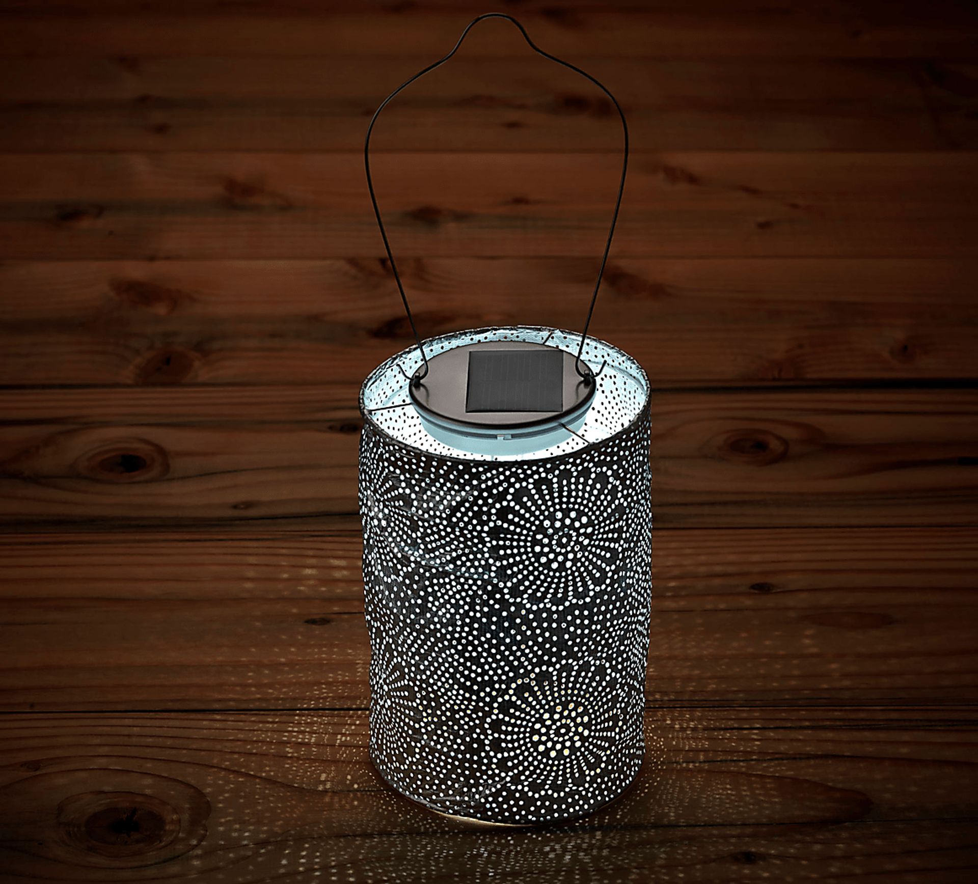 La Flora Silver Outdoor Solar Lantern - Image 4