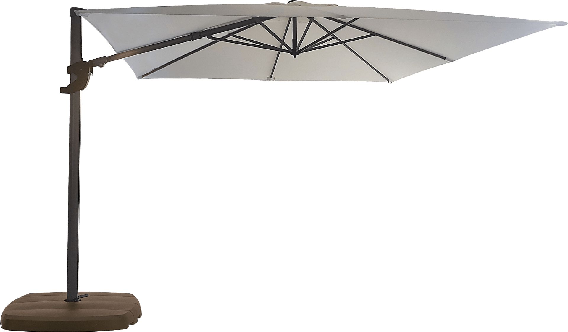 La Mesa Cove 10' Square Natural Outdoor Cantilever Umbrella with Base and Stand - Image 1