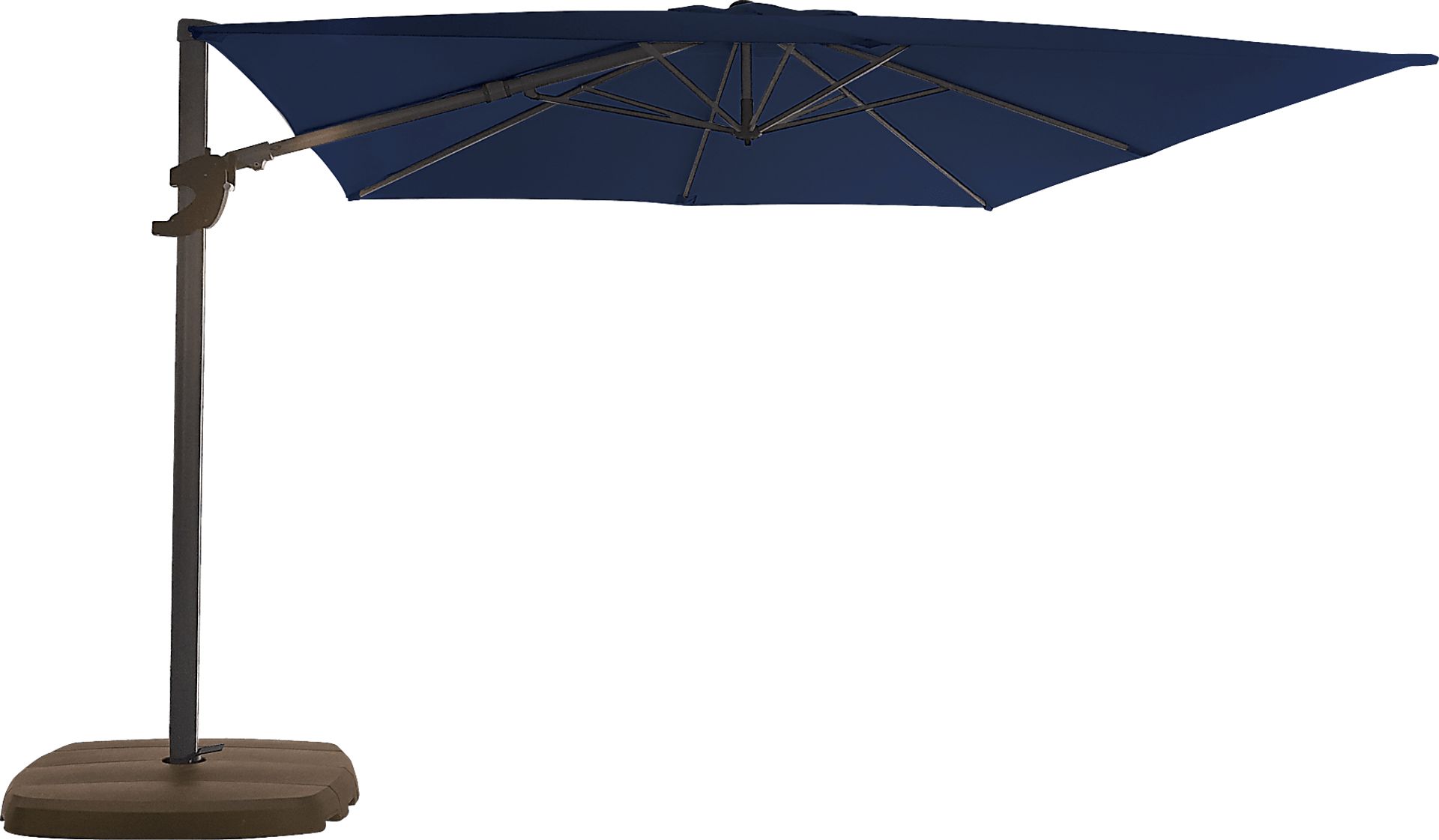 La Mesa Cove 10' Square Navy Outdoor Cantilever Umbrella with Base and Stand - Image 1