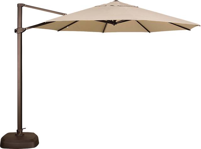 La Mesa Cove 11' Octagon Flax Outdoor Cantilever Umbrella with Base and Stand - Thumbnail - Image 1