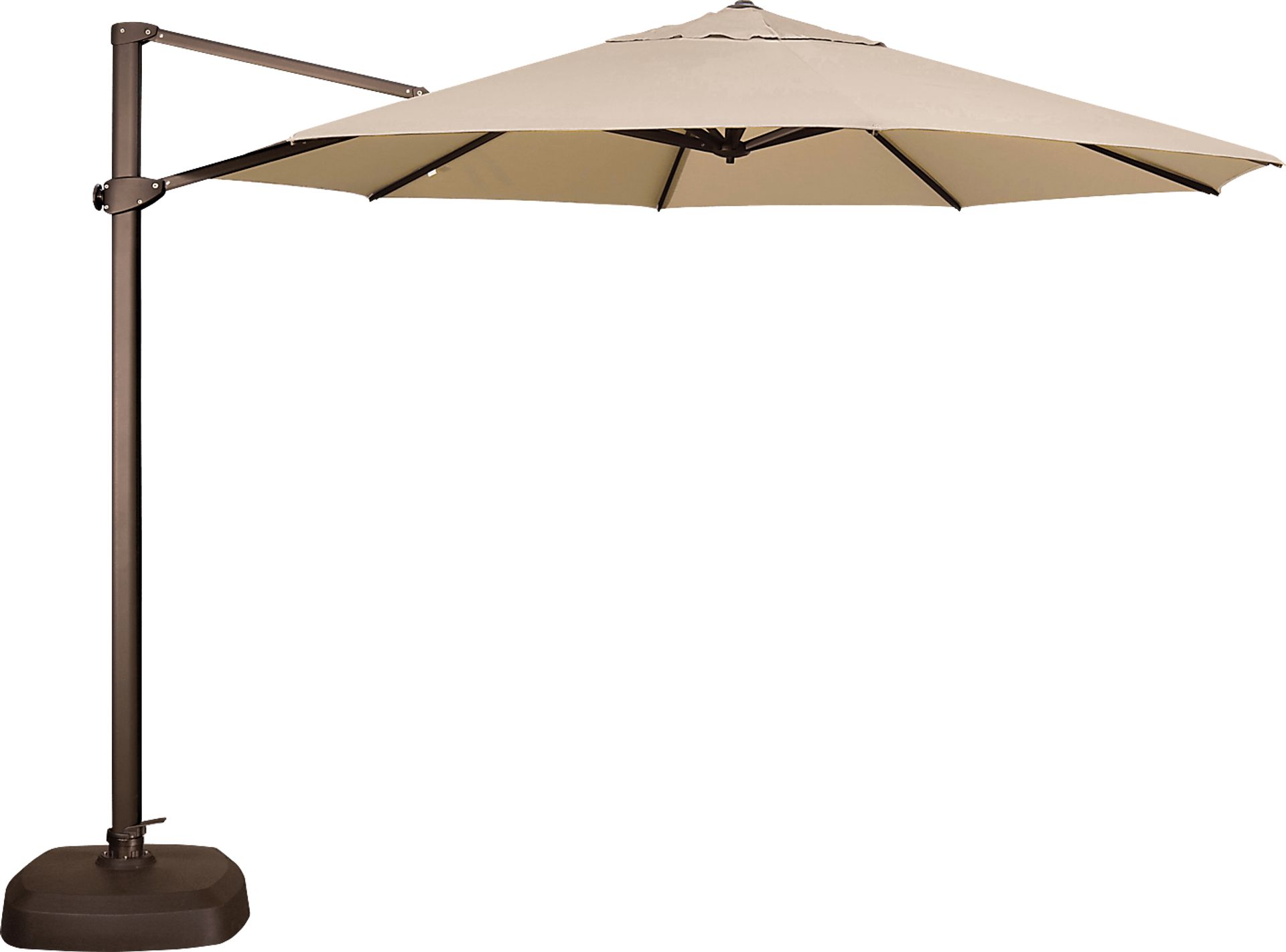 La Mesa Cove 11' Octagon Flax Outdoor Cantilever Umbrella with Base and Stand - Image 1